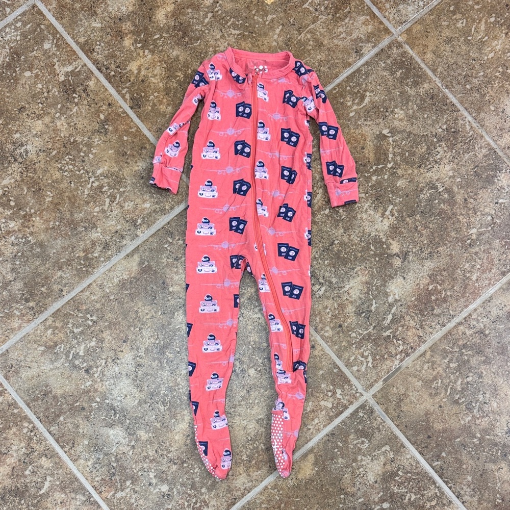 Kickee Pants Bamboo Pink and Blue Travel Passport Footie Pajamas